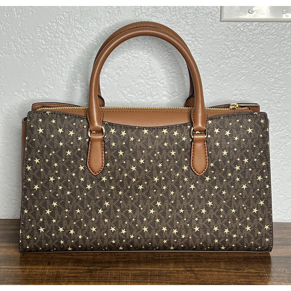 Michael Kors Arden Medium Brown Satchel with Gold Hardware & Star Pattern - Picture 5 of 13